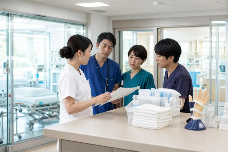 熱傷センターで多職種と連携しながら患者ケアを行う看護師のイメージ